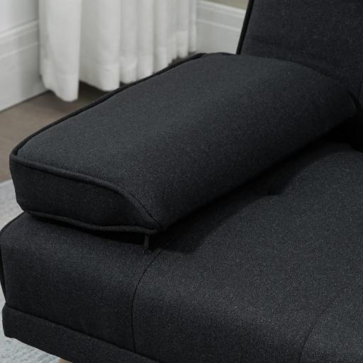 Sofá Cama 3 Plazas Plegable con Respaldo Ajustable de 3 Niveles Reposabrazos Desmontable 181x77x78 cm Gris Oscuro [6]
