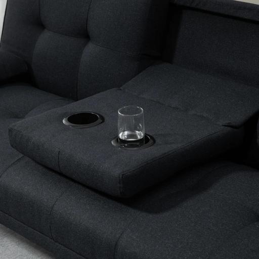 Sofá Cama 3 Plazas Plegable con Respaldo Ajustable de 3 Niveles Reposabrazos Desmontable 181x77x78 cm Gris Oscuro [7]