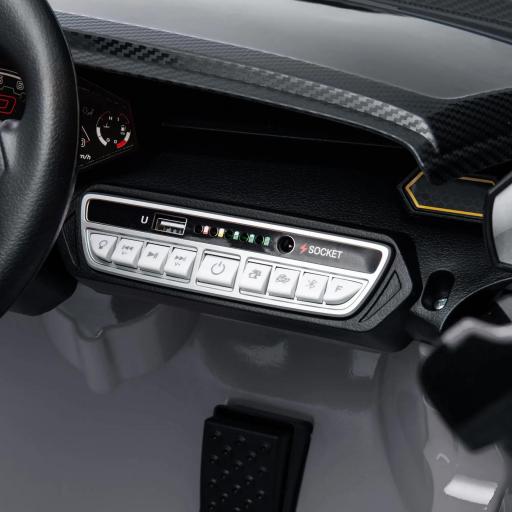 Coche Eléctrico para Niños Lamborghini Autentica con Batería 12V Mando a Distancia Faros Bocina Arranque Suave y Música MP3 Gris [7]