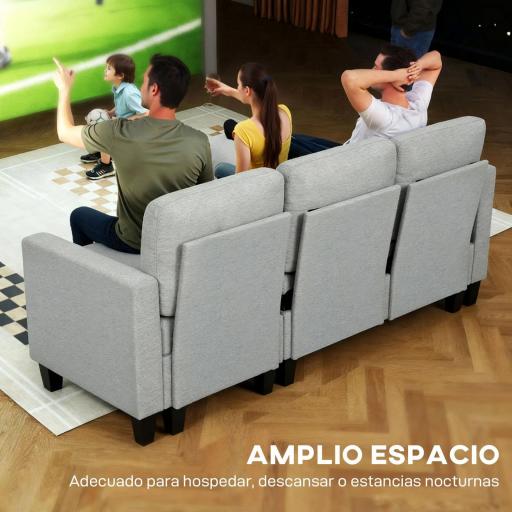 Sofá Cama Chaise Longue de 3 Plazas Chaise Longue Reversible Ambos Lados con Almacenaje con Fundas Removibles Gris [4]