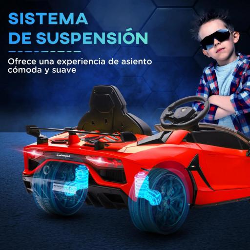 Coche Eléctrico Lamborghini para Niños Velocidad Max.5 km/h Puerta de Tijera con Control Remoto MP3 Rojo [3]
