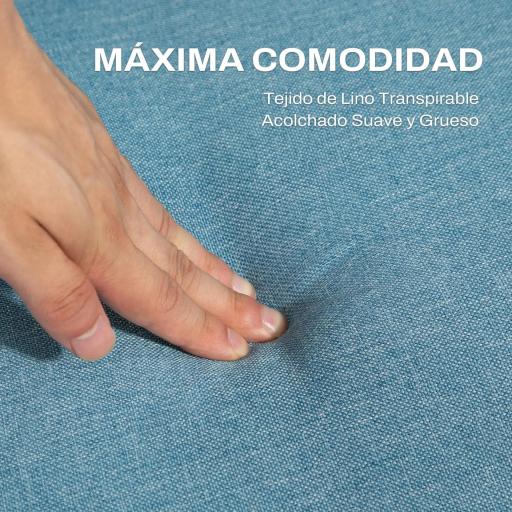 Sofá Cama de 3 Plazas Azul Polvo Tapizado en Lino Sintético con Respaldo Ajustable y Reposabrazos Desmontables 173x75x73 cm Azul Claro [6]