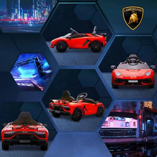 Coche Eléctrico Lamborghini para Niños Velocidad Max.5 km/h Puerta de Tijera con Control Remoto MP3 Rojo [4]