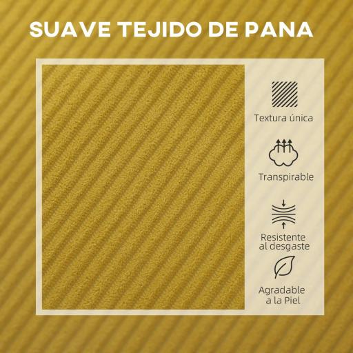 Sofá de 2 Plazas Tapizado en Pana con 2 Puertos USB 1 Puerto Tipo-C y Patas de Madera Carga 240 kg 110x60x85 cm Amarillo [5]