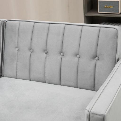 Sofá Cama de 3 Plazas Sofá Cama Convertible de Terciopelo con Respaldo Reclinable y Patas de Madera 189x80,5x78,5cm Gris [7]