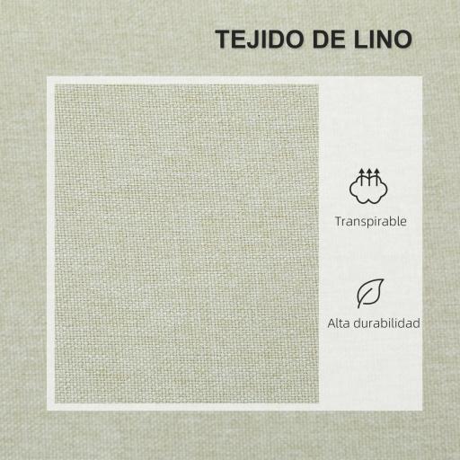 Sofá de 2 Plazas Moderno y Compacto Tapizado en lino con Muelles y Cojines para Espacios Pequeños 135x72x84 cm Beige [2]