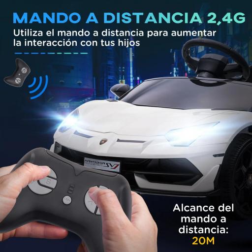 Coche Eléctrico Lamborghini para Niños Velocidad Max.5 km/h Puerta de Tijera con Control Remoto MP3 Blanco [6]