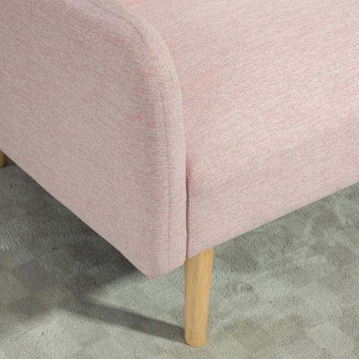 Sofá Cama de 3 Plazas Rosa Pastel Tapizado en Lino Sintético con Respaldo Ajustable y Reposabrazos Desmontables 173x75x73 cm Rosa [7]