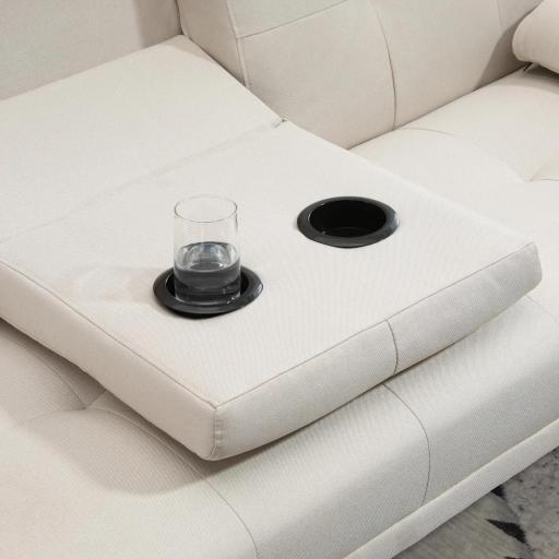 Sofá Cama 3 Plazas con Respaldo Ajustable de 3 Niveles Reposabrazos Desmontable 181x77x78 cm Beige [6]