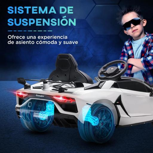 Coche Eléctrico Lamborghini para Niños Velocidad Max.5 km/h Puerta de Tijera con Control Remoto MP3 Blanco [3]