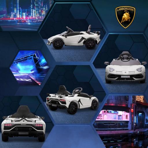 Coche Eléctrico Lamborghini para Niños Velocidad Max.5 km/h Puerta de Tijera con Control Remoto MP3 Blanco [4]