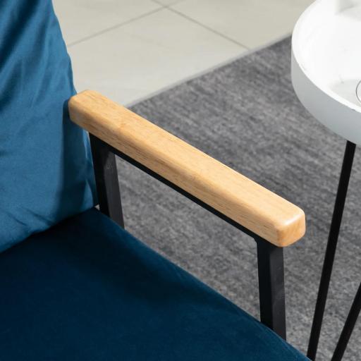 Sofá Cama Convertible 4 en 1 Sillón Cama 2 Plazas Plegable Respaldo Ajustable de 5 Niveles Almohadas 102x73x81 cm Azul [7]