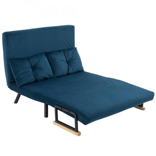 Sofá Cama Convertible 4 en 1 Sillón Cama 2 Plazas Plegable Respaldo Ajustable de 5 Niveles Almohadas 102x73x81 cm Azul [9]