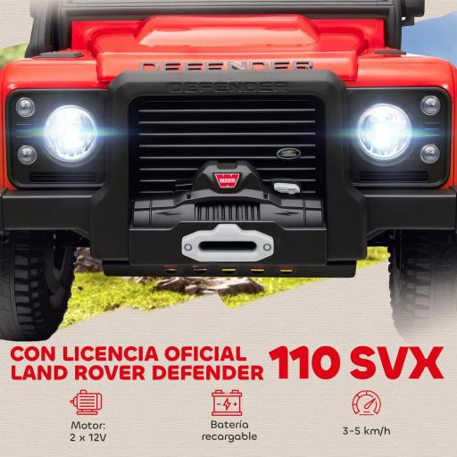 Coche Eléctrico para Niños con Licencia Land Rover 12V Control Remoto Sistema de Suspensión USB MP3 Faros Rojo [4]