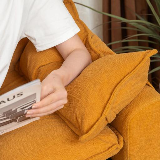 Sofá de 2 Plazas Tapizado en Terciopelo con Patas de Metal Reposabrazos Acolchado 130x77x84 cm Amarillo [7]