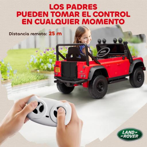 Coche Eléctrico para Niños con Licencia Land Rover 12V Control Remoto Sistema de Suspensión USB MP3 Faros Rojo [2]