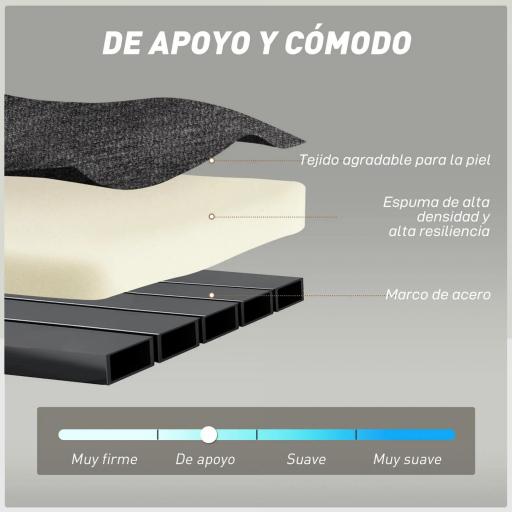 Sofá Cama de 2 Plazas Plegable Tapizado en Chenilla con Acolchado Grueso Reposabrazos Anchos 2 Almohadas Gris Oscuro [2]