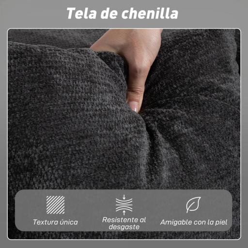 Sofá Cama de 2 Plazas Plegable Tapizado en Chenilla con Acolchado Grueso Reposabrazos Anchos 2 Almohadas Gris Oscuro [3]