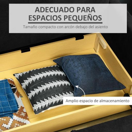Sofá Cama de 2 Plazas Sofá Cama Tapizado en Poli Algodón con 2 Cojines Desmontables y Espacio de Almacenamiento Sofá Doble para Salón Oficina 152x101x81 cm Gris Carbón [3]