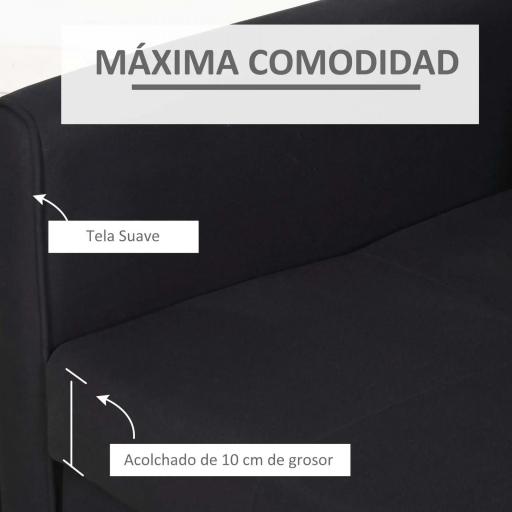 Sofá Cama de 2 Plazas Sofá Cama Tapizado en Poli Algodón con 2 Cojines Desmontables y Espacio de Almacenamiento Sofá Doble para Salón Oficina 152x101x81 cm Gris Carbón [4]