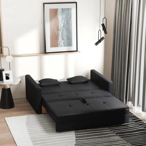 Sofá Cama de 2 Plazas Sofá Cama Tapizado en Poli Algodón con 2 Cojines Desmontables y Espacio de Almacenamiento Sofá Doble para Salón Oficina 152x101x81 cm Gris Carbón [6]