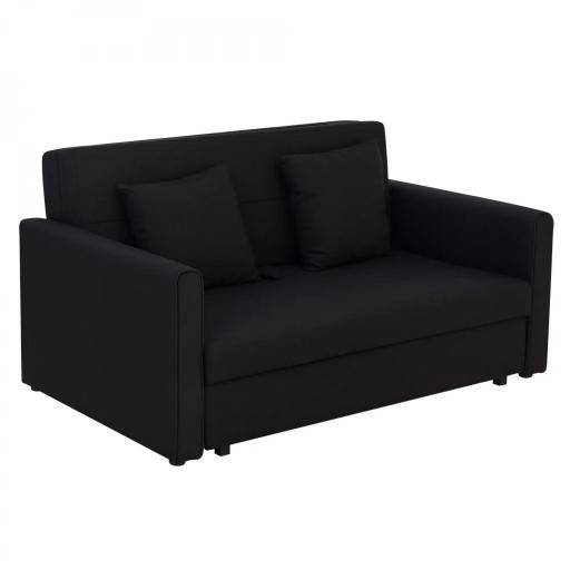 Sofá Cama de 2 Plazas Sofá Cama Tapizado en Poli Algodón con 2 Cojines Desmontables y Espacio de Almacenamiento Sofá Doble para Salón Oficina 152x101x81 cm Gris Carbón [8]