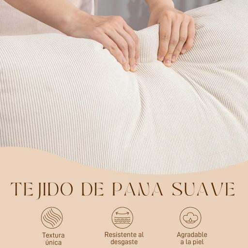 Silla Mecedora Nórdica con Reposapiés Respaldo Ajustable Mecedora de Pana Patas de Madera y Reposabrazos Cojín Crema [6]