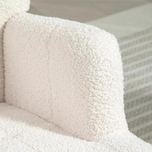 Silla Mecedora de Borreguito con Respaldo Capitoné y Base de Madera de Caucho para Salón o Dormitorio 65x88x87 cm Crema [7]