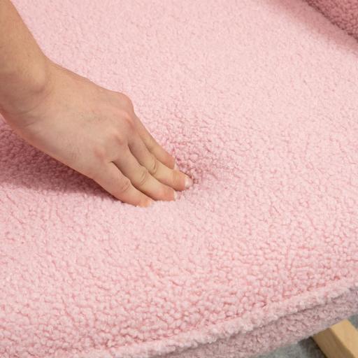 Silla Mecedora de Borreguito Sillón Balancín Oscilante 40° con Patas de Madera de Haya Carga 120 kg 71x98x101 cm Rosa [7]