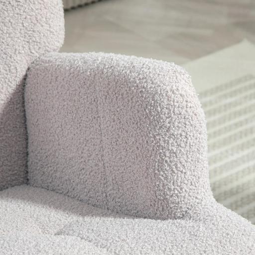 Silla Mecedora de Borreguito con Respaldo Capitoné y Base de Madera de Caucho para Salón o Dormitorio 65x88x87 cm Gris [7]