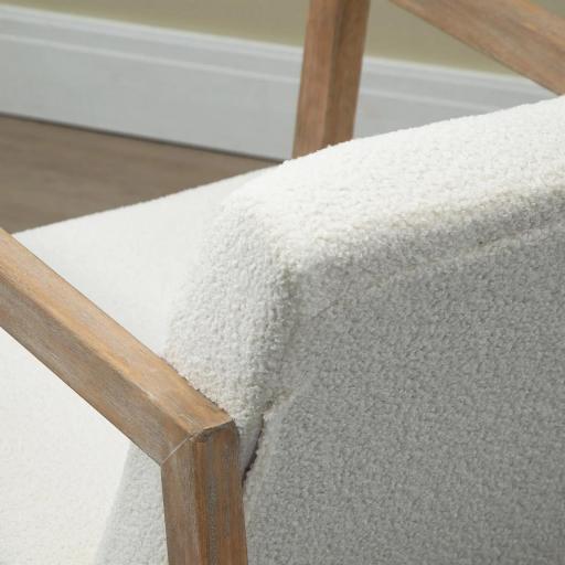 Silla Mecedora Tapizada de Borreguito Sillón Balancín Relax con Asiento Acolchado y Apoyabrazos 60x81x71cm Crema [6]