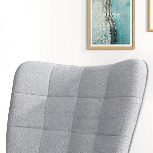 Silla Mecedora con Reposapiés Cojín Acolchado y Reposabrazos Carga 130 kg Gris Claro [6]