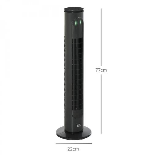 Ventilador de Torre Silencioso con Control Remoto 3 Velocidades 3 Modos Temporizador 10H Oscilación 70° Gris Oscuro [1]