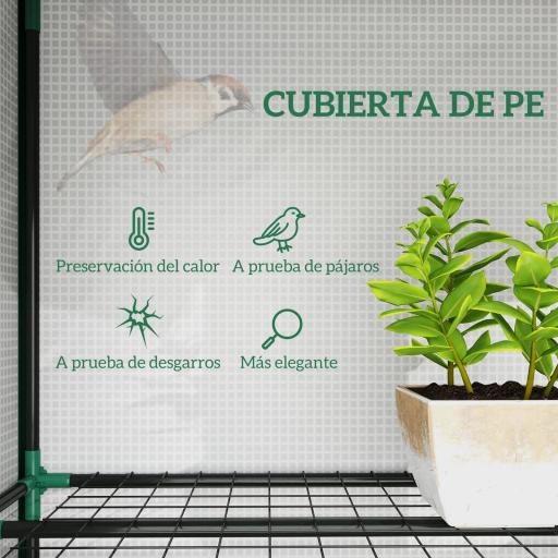 Invernadero de Exterior de 3 Niveles con Puerta Enrollable con Cremallera 9 Estantes Cubierta de PE 215x46x151cm Blanco [3]
