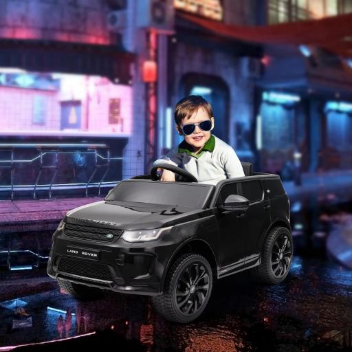 Coche Eléctrico para Niños con Licencia Land Rover Discovery Sport Batería 12V Mando a Distancia Faros y Música Blanco