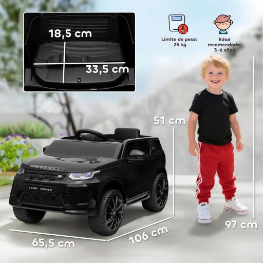 Coche Eléctrico para Niños con Licencia Land Rover Discovery Sport Batería 12V Mando a Distancia Faros y Música Blanco [1]