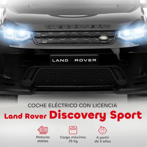 Coche Eléctrico para Niños con Licencia Land Rover Discovery Sport Batería 12V Mando a Distancia Faros y Música Blanco [3]