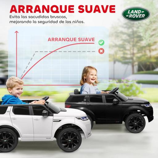Coche Eléctrico para Niños con Licencia Land Rover Discovery Sport Batería 12V Mando a Distancia Faros y Música Blanco [6]