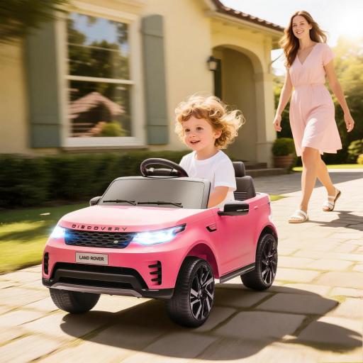 Coche Eléctrico para Niños Licencia Land Rover con Faros LED, Claxon y Control Remoto, 105x68.5x58 cm, Rosa