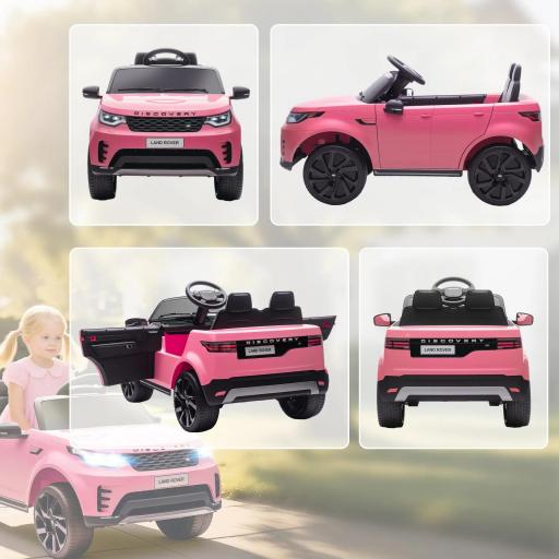 Coche Eléctrico para Niños Licencia Land Rover con Faros LED, Claxon y Control Remoto, 105x68.5x58 cm, Rosa [2]