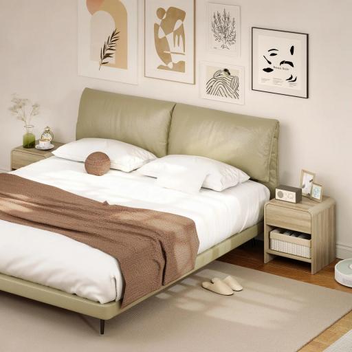 Juego de 2 Mesitas de Noche Nórdicas con Esquinas Redondeadas Cajón y Estante Abierto 40x35x45 cm Natural [5]