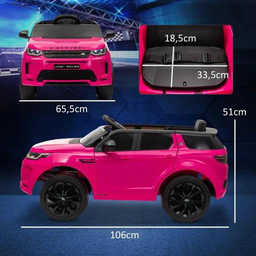 Coche Eléctrico para Niños con Licencia Land Rover Discovery Sport con Batería 12V Mando a Distancia Faros y Música Rosa [3]