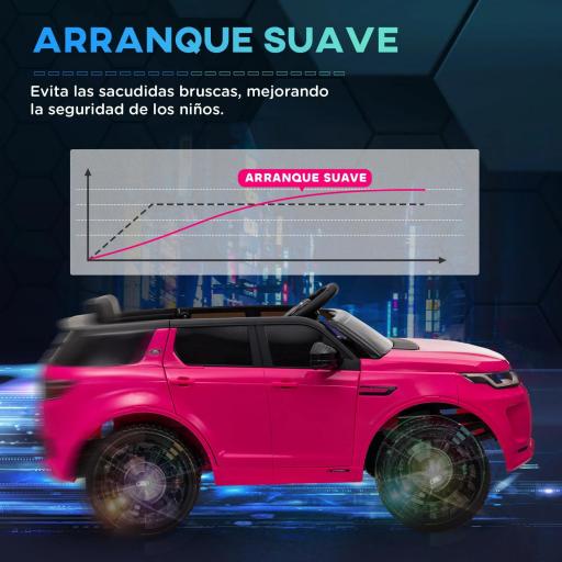 Coche Eléctrico para Niños con Licencia Land Rover Discovery Sport con Batería 12V Mando a Distancia Faros y Música Rosa [4]