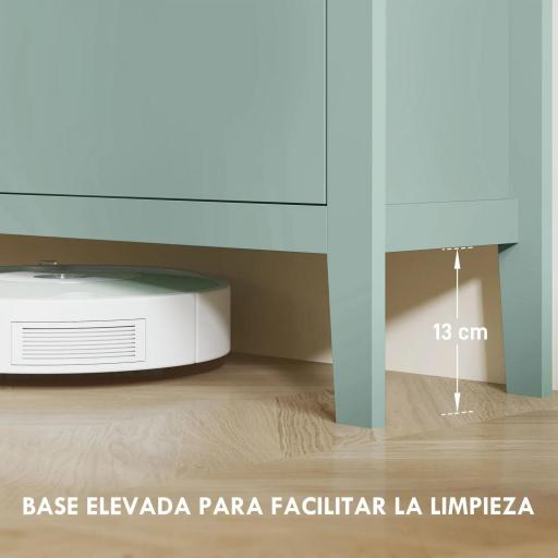 Zapatero Estrecho con 4 Compartimentos y Tiradores de Cuero PU para Pasillo y Recibidor 105x24x95,5 cm Verde Claro [4]