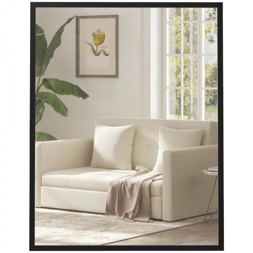 Espejo de Baño 70x90 cm Espejo de Pared Decorativo para Salón Entrada Pasillo Horizontal o Vertical Negro [7]