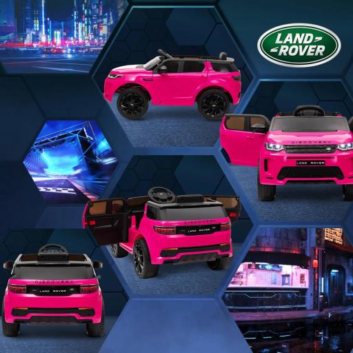 Coche Eléctrico para Niños con Licencia Land Rover Discovery Sport con Batería 12V Mando a Distancia Faros y Música Rosa [1]