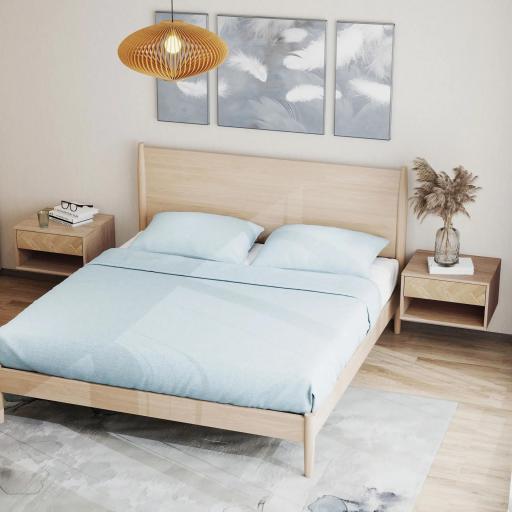 Juego de 2 Mesitas de Noche Colgantes Mesillas de Noche con Cajón y Compartimento para Dormitorio 37x32x21 cm Natural [4]