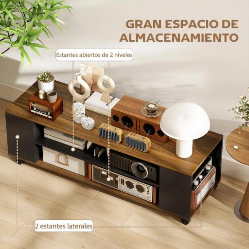Mueble de TV Suspendido o de Pie con Ruedas 4 Estantes para Televisión de 55 Pulgadas 120x40x38,5 cm Nogal y Negro [5]