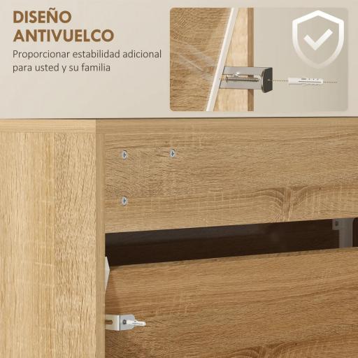 Zapatero Entrada Recibidor con 3 Puertas con Espejo Zapatero Estrecho para 9 Pares de Zapatos 65x17x114,5 cm Natural [2]