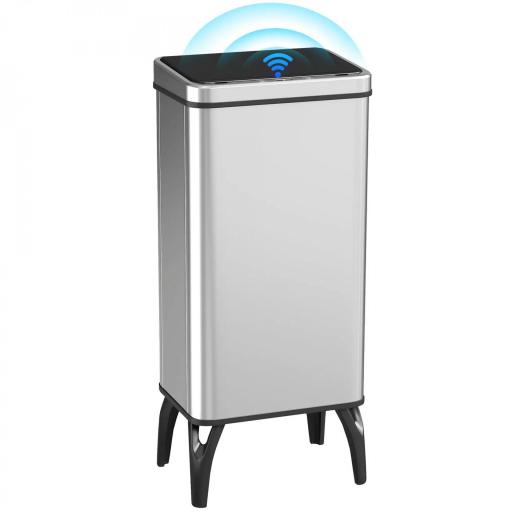 Cubo de Basura Cocina Automático 50L, Papelera de Cocina de Acero Inoxidable con Sensor Infrarrojo, Cierre Suave, Plata [8]